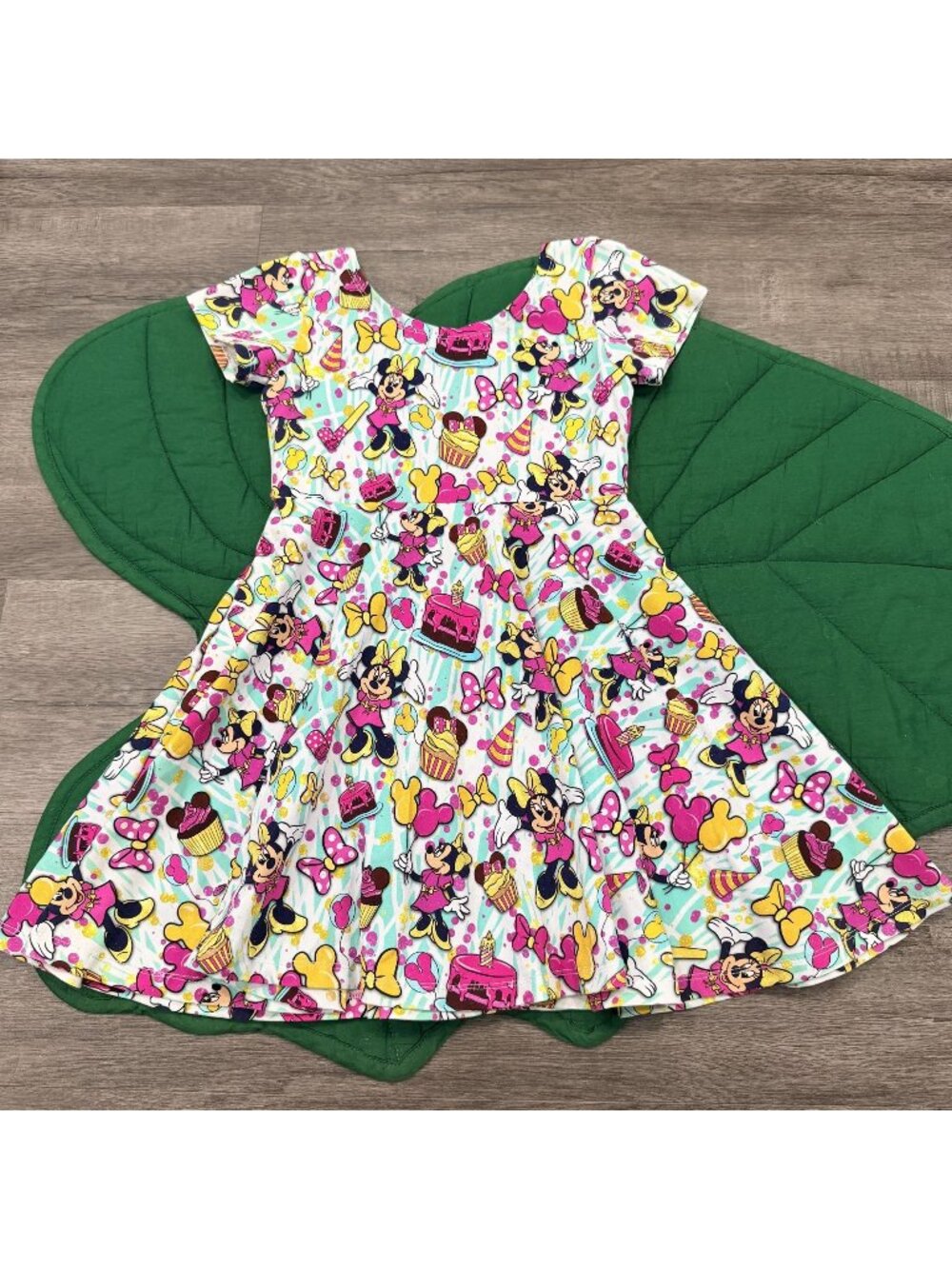 Raising Wilds Girls 7 Minnie Mouse Birthday Short Sleeve Twirl Dress